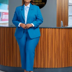 Ocean Blue Trouser Suit for Confident Radiance and Grace