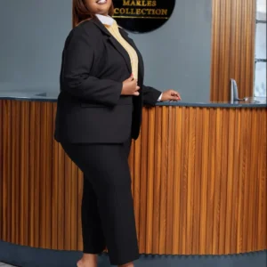 Women’s Black Gold Suit for Radiant Professional Elegance