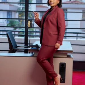 Women’s Burgundy Power Suit for Fearless Corporate Elegance