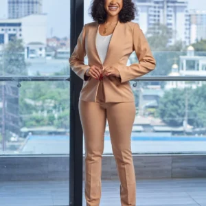 Women’s Caramel Classic Suit for Effortless Confidence and Grace