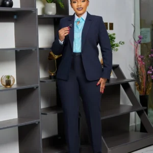 Women’s Midnight Navy Trouser Suit for Refined Executive Power