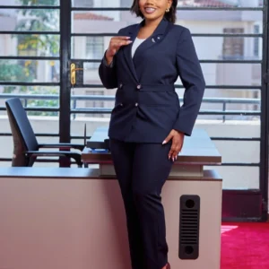 Women’s Navy Blue Trouser Suit for Bold Office Elegance