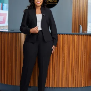 Women’s black suit with heels blends elegance with power. Tailored for modern women who lead boldly and walk with confidence.