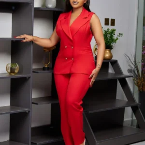 Women’s fiery elegance sleeveless suit